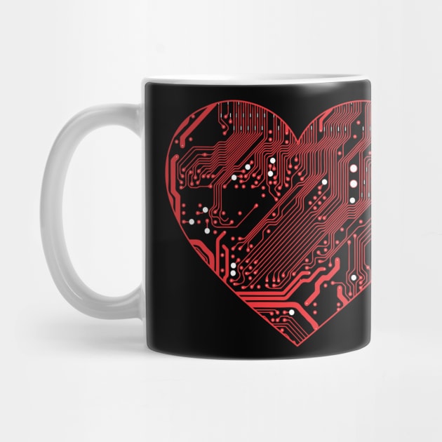 Technology Lover Red Circuit Board Heart by Muzehack